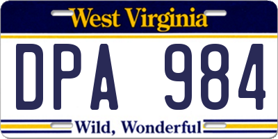 WV license plate DPA984