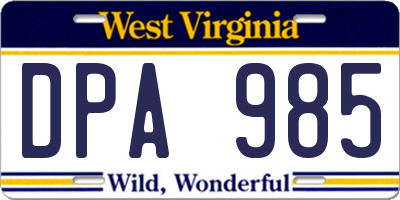 WV license plate DPA985