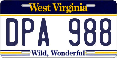 WV license plate DPA988