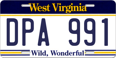 WV license plate DPA991