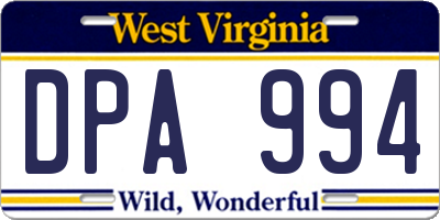 WV license plate DPA994