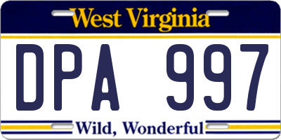 WV license plate DPA997