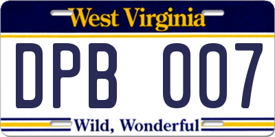 WV license plate DPB007