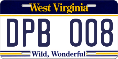 WV license plate DPB008