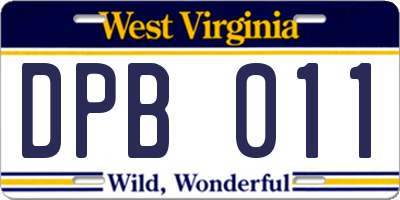 WV license plate DPB011