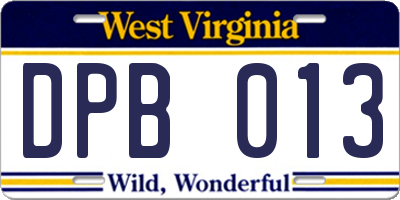 WV license plate DPB013