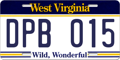 WV license plate DPB015