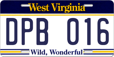 WV license plate DPB016