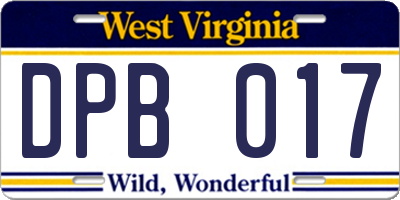 WV license plate DPB017