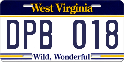 WV license plate DPB018