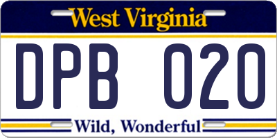 WV license plate DPB020