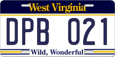 WV license plate DPB021