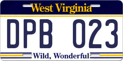 WV license plate DPB023