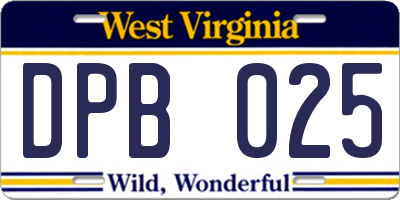 WV license plate DPB025