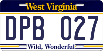 WV license plate DPB027