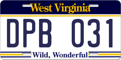 WV license plate DPB031