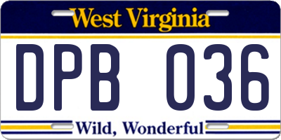 WV license plate DPB036