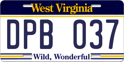 WV license plate DPB037