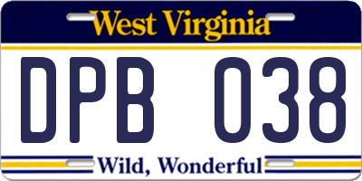 WV license plate DPB038