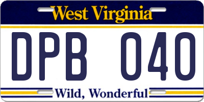 WV license plate DPB040