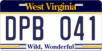 WV license plate DPB041
