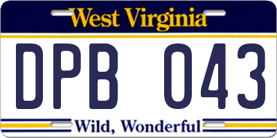 WV license plate DPB043
