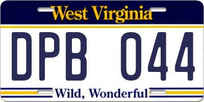 WV license plate DPB044
