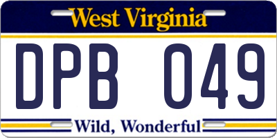 WV license plate DPB049