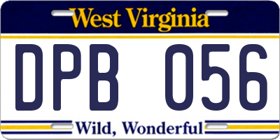 WV license plate DPB056