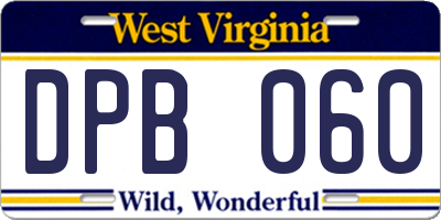 WV license plate DPB060