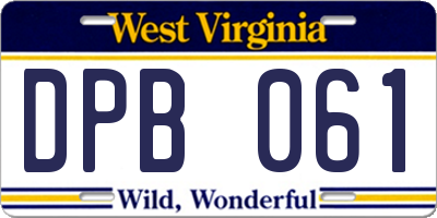 WV license plate DPB061
