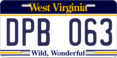WV license plate DPB063