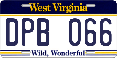 WV license plate DPB066