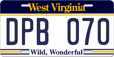 WV license plate DPB070