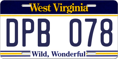 WV license plate DPB078