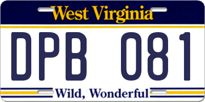 WV license plate DPB081