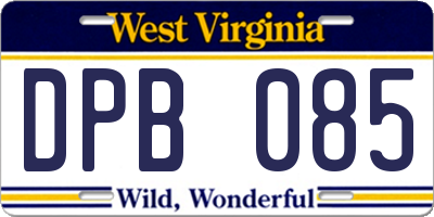 WV license plate DPB085