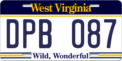 WV license plate DPB087