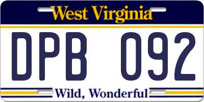 WV license plate DPB092