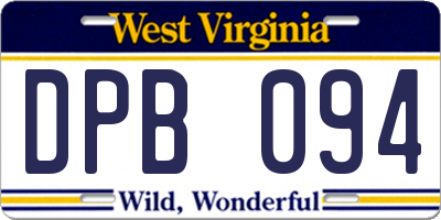 WV license plate DPB094