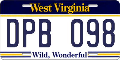 WV license plate DPB098