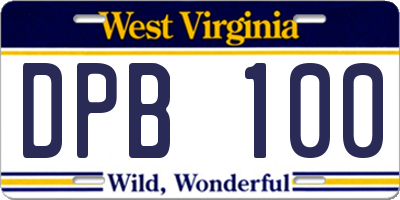 WV license plate DPB100