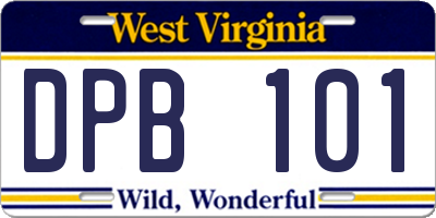 WV license plate DPB101