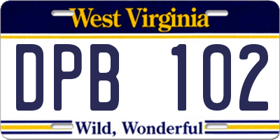WV license plate DPB102