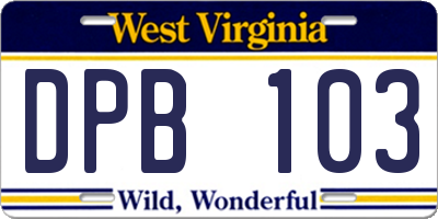 WV license plate DPB103