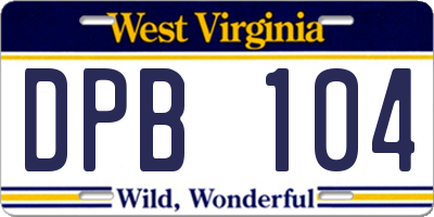 WV license plate DPB104
