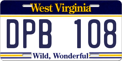 WV license plate DPB108