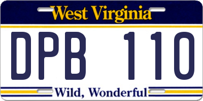 WV license plate DPB110