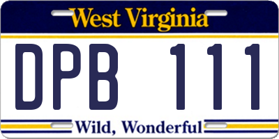 WV license plate DPB111