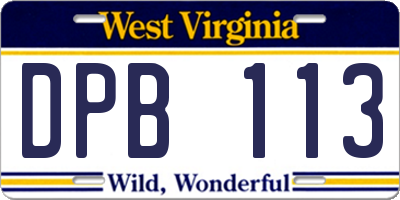 WV license plate DPB113